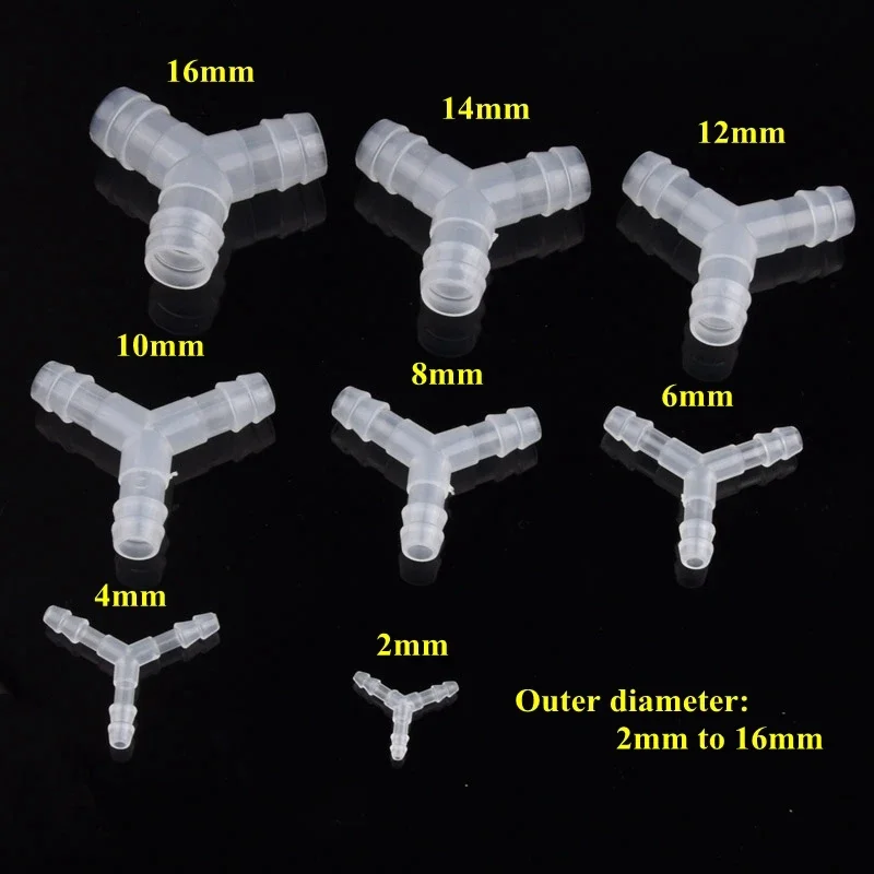 

120° Y-shaped Tee Barb Connector Plastic Hose Equilateral Fork Water Distributor Water Pipe Barb Tee Garden Irrigation Fitting