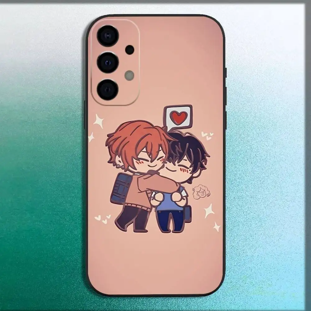 S-SASAKI 만화 및 미야노 전화 케이스 삼성 갤럭시 A73,72,71,A52,51,40,41,A22,A32,31,A13,12,Note20 소프트 블랙 쉘