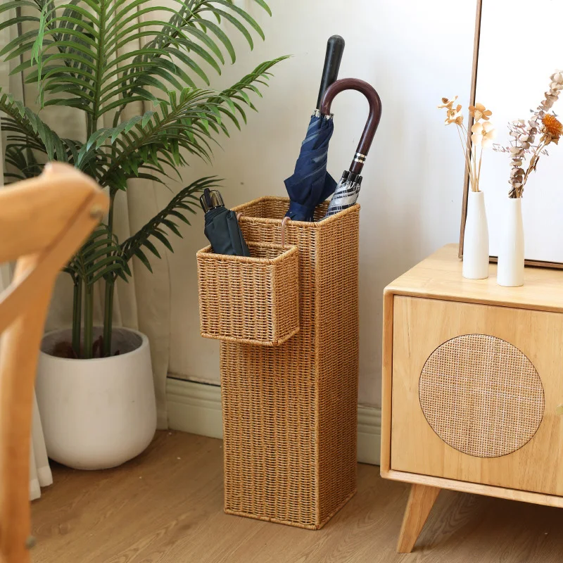 

Entryway Umbrella Stand with Drip Tray, Small Square Rain Holder, Long Handle Umbrella Organizer, Home Hallway Storage Rack