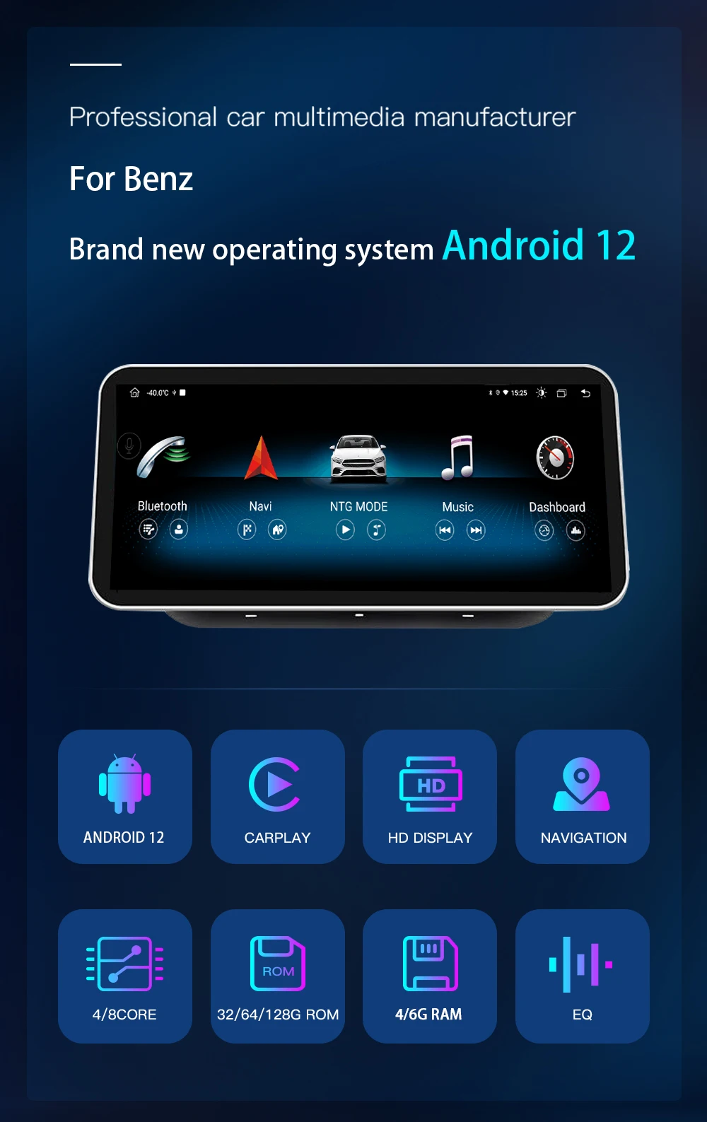 Wireless Carplay Android 12 Car AutoRadio for Mercedes Benz GLK Class X204 2008-2012 Stereo Multimedia GPS Navigation ScreenDSP