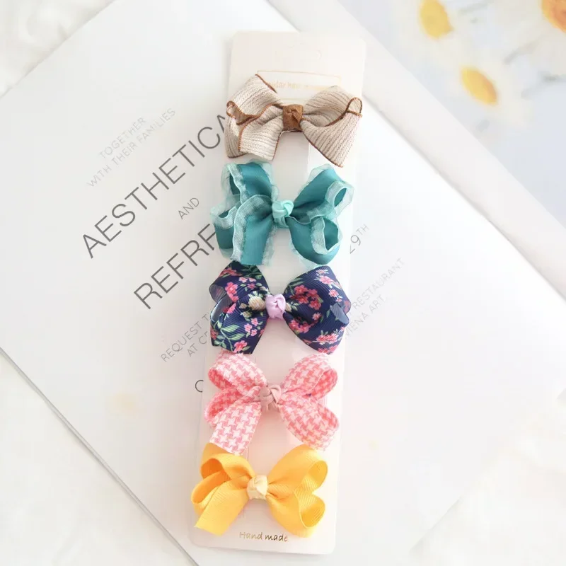 

5pcs/set Sweet Elegant Princess Kids Hair Clips Baby Girl Bow Barrettes European Style Casual Hair Accessories for Toddler