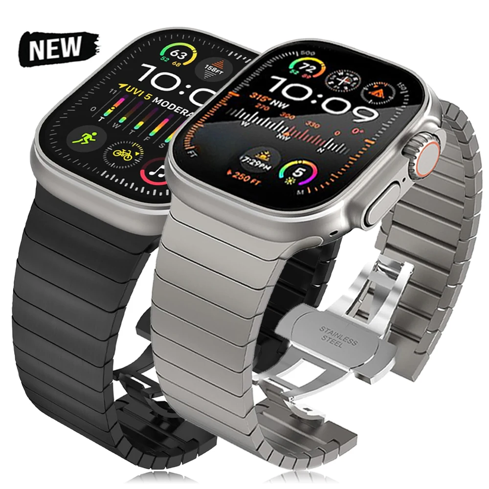 Ultra 3 2 Kolor Tytanowy do Apple Watch Ultra 49mm 45mm 44mm 42mm Luksusowa Bransoleta iWatch 11 46mm 41mm 9 10 Pasek ze Stali Nierdzewnej