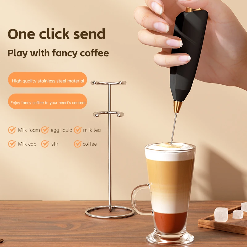 전동 커피 믹서 우유 거품기 핸드 믹서 휴대용 전동 우유 거품기 배터리 작동 홀더 포함