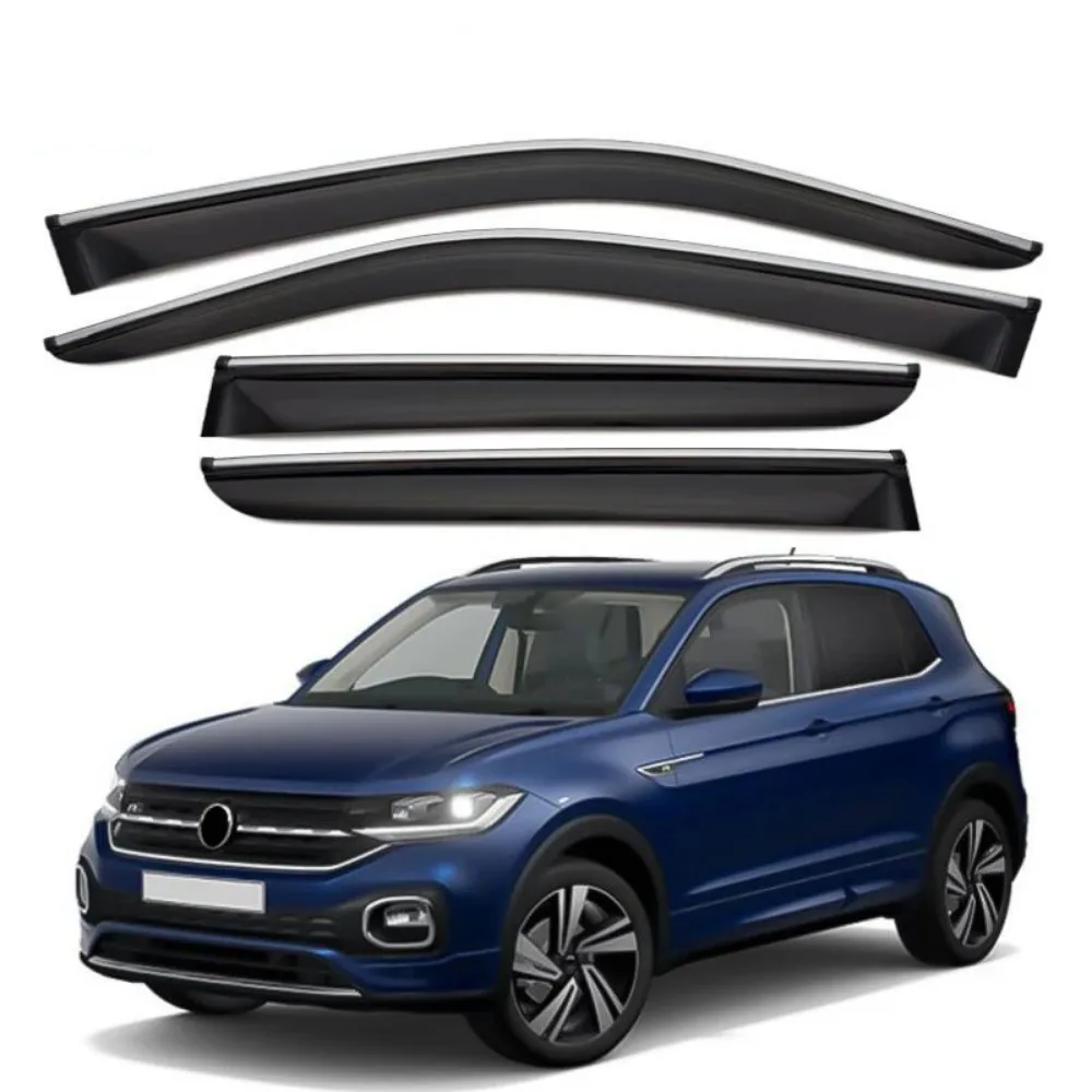 Window Visor Rain Exterior Part Body Kit Accessories For VW Volkswagen T-Cross 2018 2019 2020 2021 2022 2023 2024