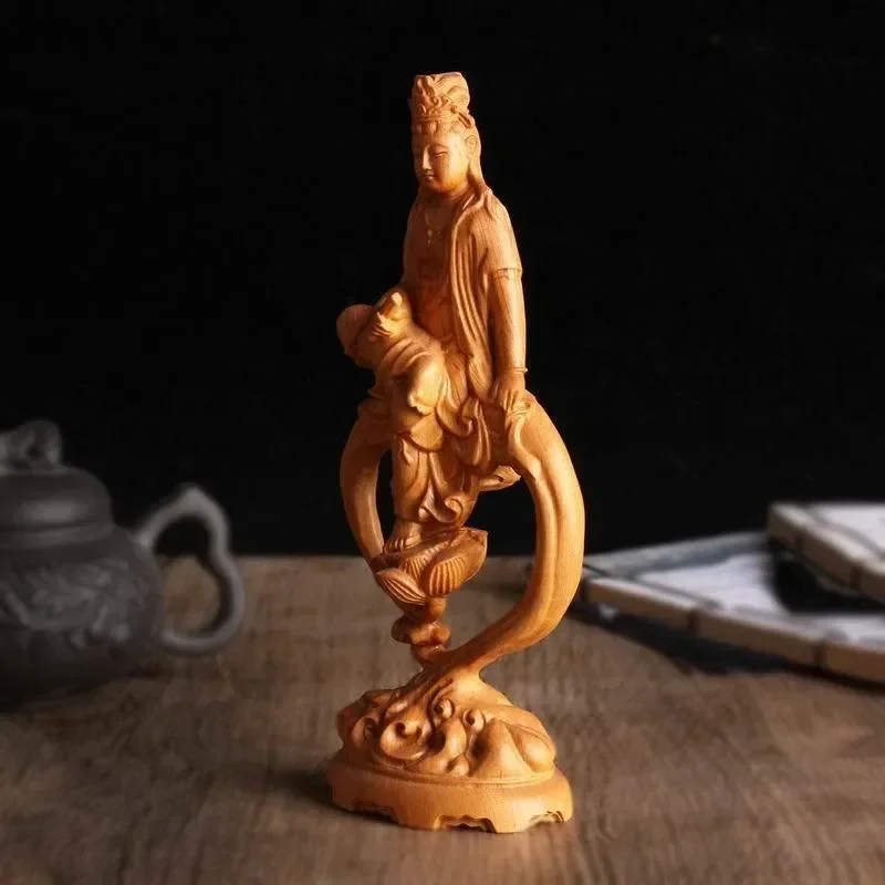 wood carving  guanyin buddha statue Solid wood carving decorative figures Buddha Home, room, office feng shui statue