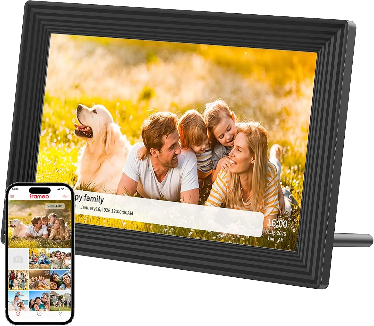 

10.1 Inch Digital Picture Frame with 1280x800 IPS Touch Screen, 16GB, Share Photos via App from Anywhere