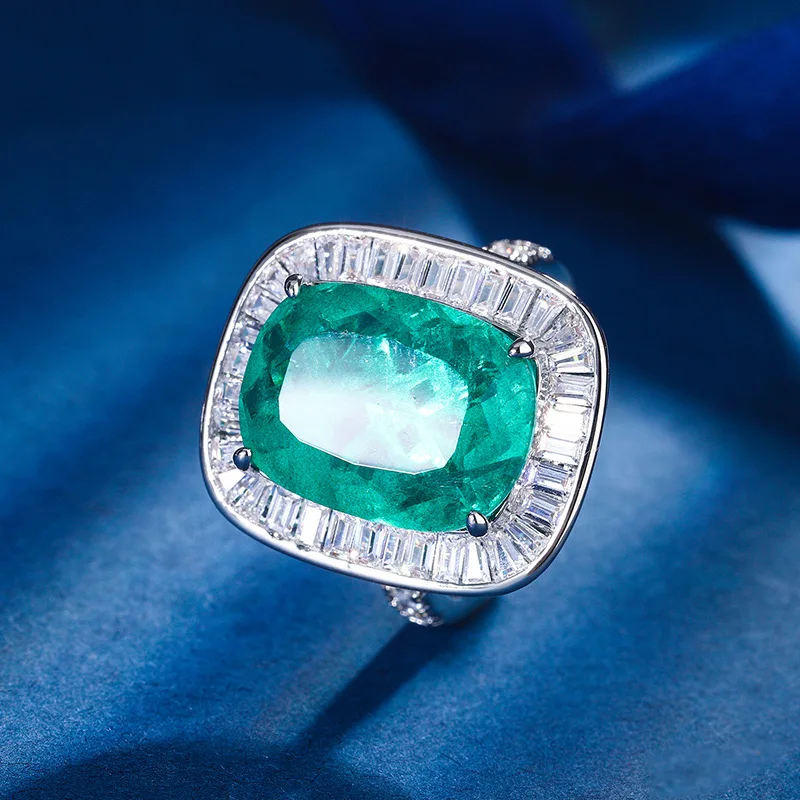 New Gold-Plated Gemstone Cubic Zirconia Rectangular Luxury Ring for Women 12*16