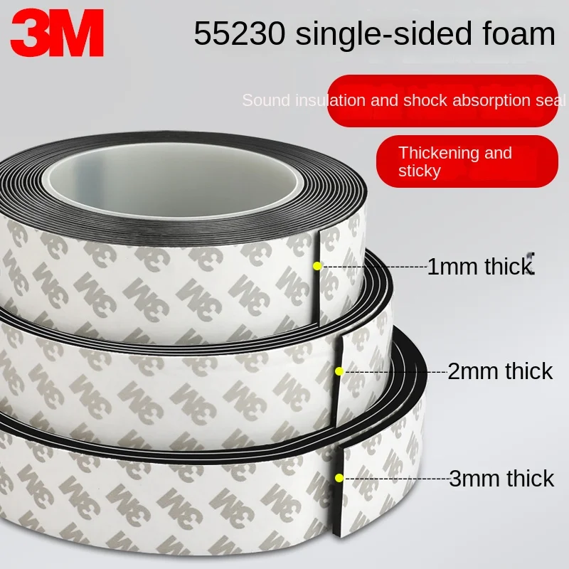3M 10mm Sponge Tape Strong Thickening Black Foam Tape Foam Shock-Proof Anti-Collision Acoustic Gap Sealing Strip Adhesive