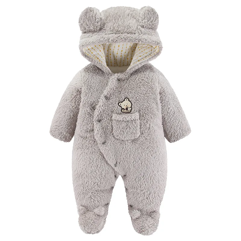 Mono de oso de peluche para bebé, niño y niña Pelele con capucha para, ropa para recién nacido de 0, 3, 6, 9 y 12 meses, primavera y otoño