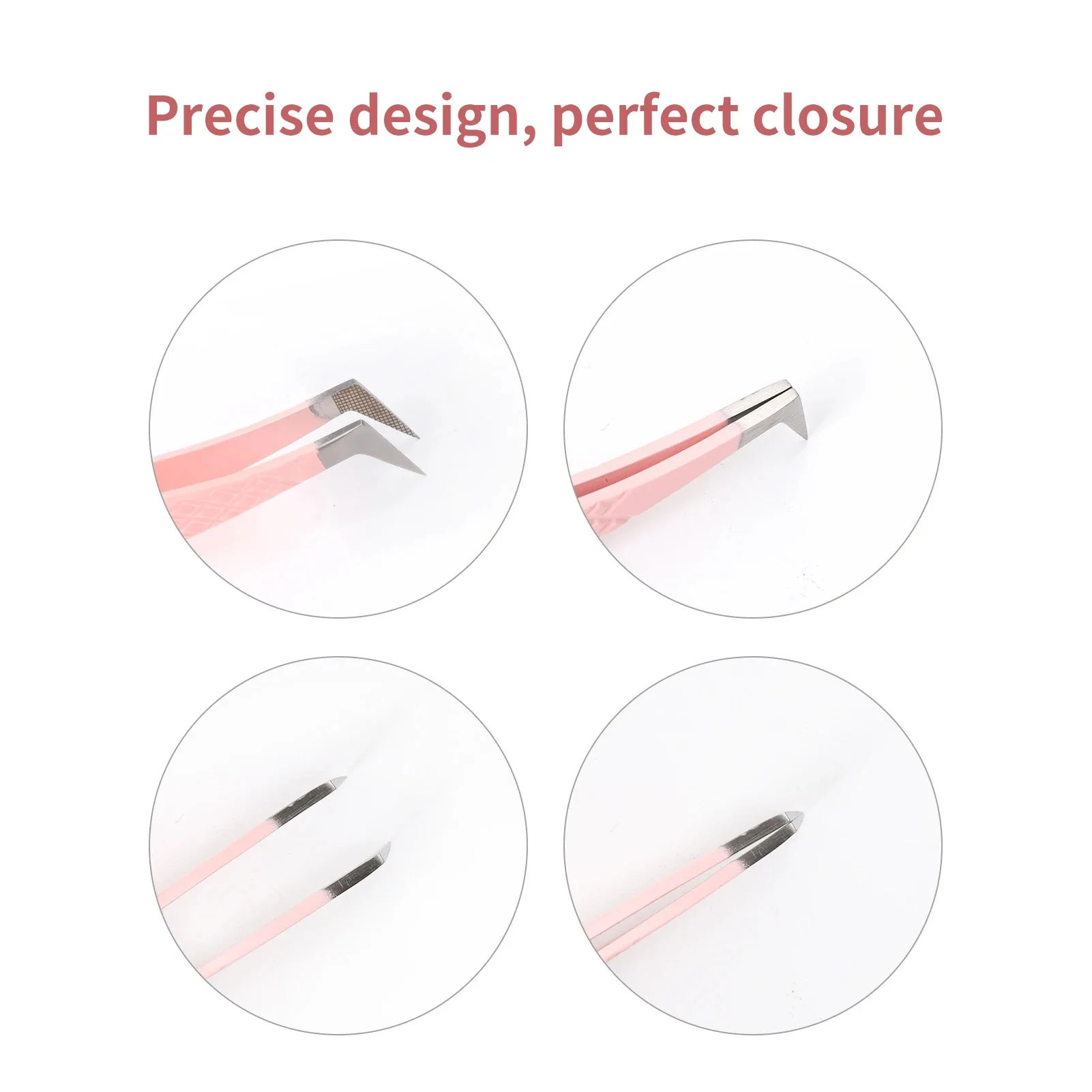 GEMERRY 1 PC Eyelash Tweezers With Fiber Tips Pink Professional Steel High Precision for Volume Fans Lashes Extensions Makeup