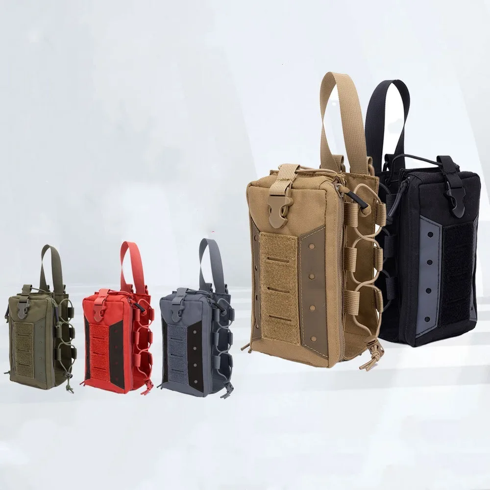 Molle Water Bottle Pouch Canteen EDC Multifunctional Kettle Carrier Holder Portable with Multiple Pockets Sports Phone Holder