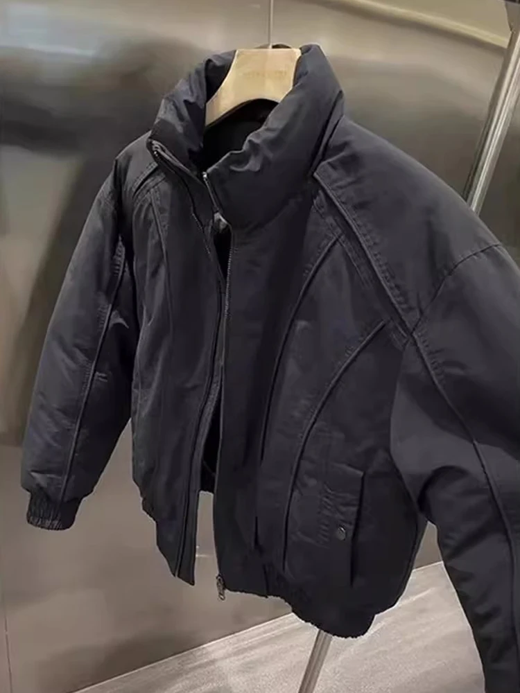 

American Retro Sle Men's Cotton Flight Jaet ort Bomber Workwear Coat Winter Structure Mosaic Loose Fit Polyester Filling