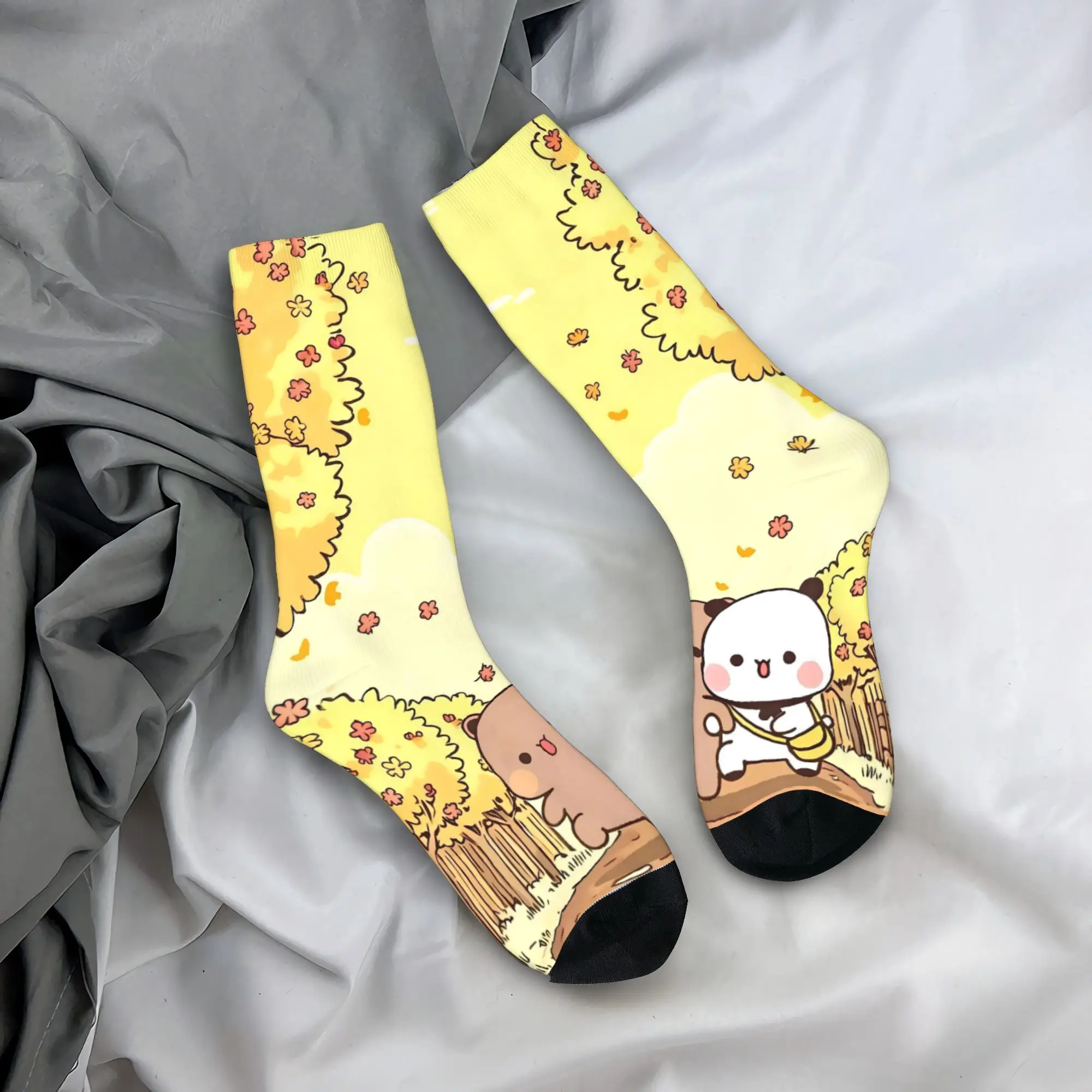

Bubu Dudu Sleep Stockings Printed Harajuku Socks Autumn Non-Slip Socks Adults Men Cycling Breathable Socks