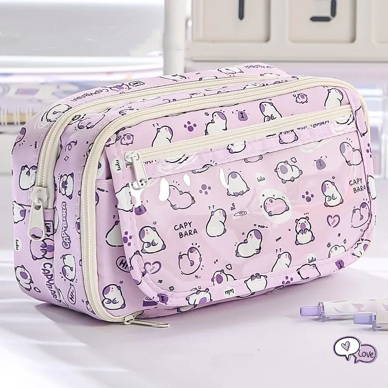 Imagem -02 - Estojo de Lápis Capivara Bonito para Estudante Cartoon Anime Cat Paw Creative Pencil Bolsa Bolsa de Armazenamento de Papelaria de Alta Capacidade pc