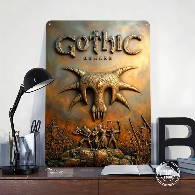 Gothic Remake Game Art 3D Texture Printed Poster Custom Vintage Metal Tin Plate Sign for Wall Art Modern Home Decoration Room