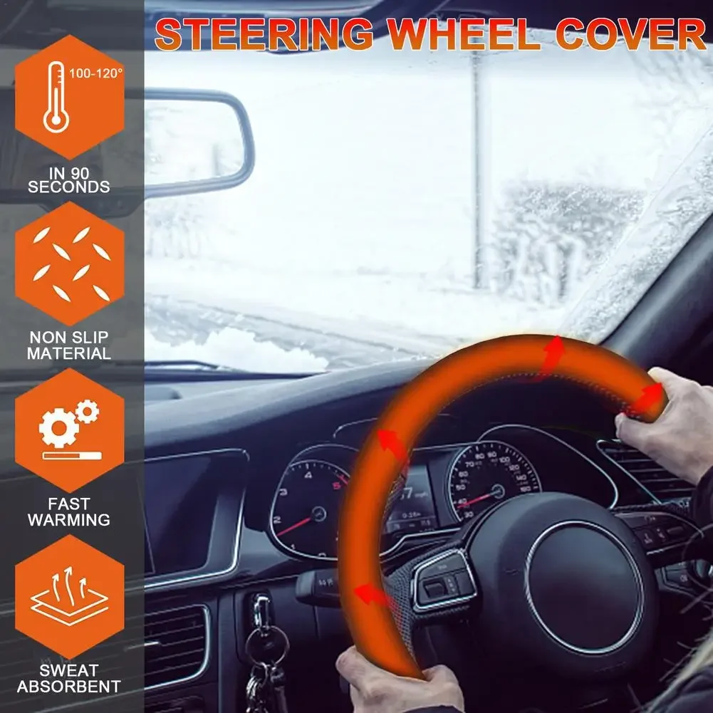 

Hand Warmer Steering Wheel Protector In Winter Car Steering Wheel Heating Cover Electric Rapid Heating 12V teering Wheel Pad