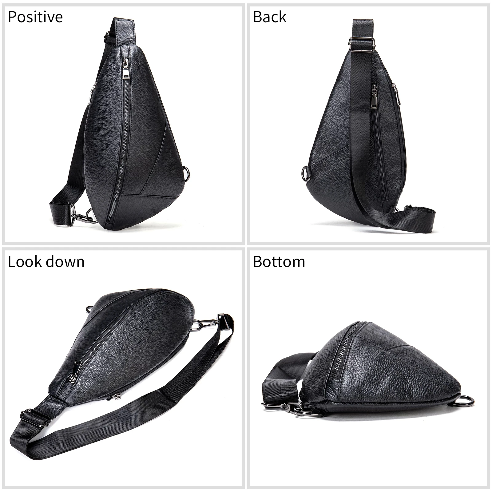 Genuine Leather Men\'s Chest Bags Soft Top Layer Cross Body Bag Black Male Cowhide Sling Bag Messager Single Summer Pouch