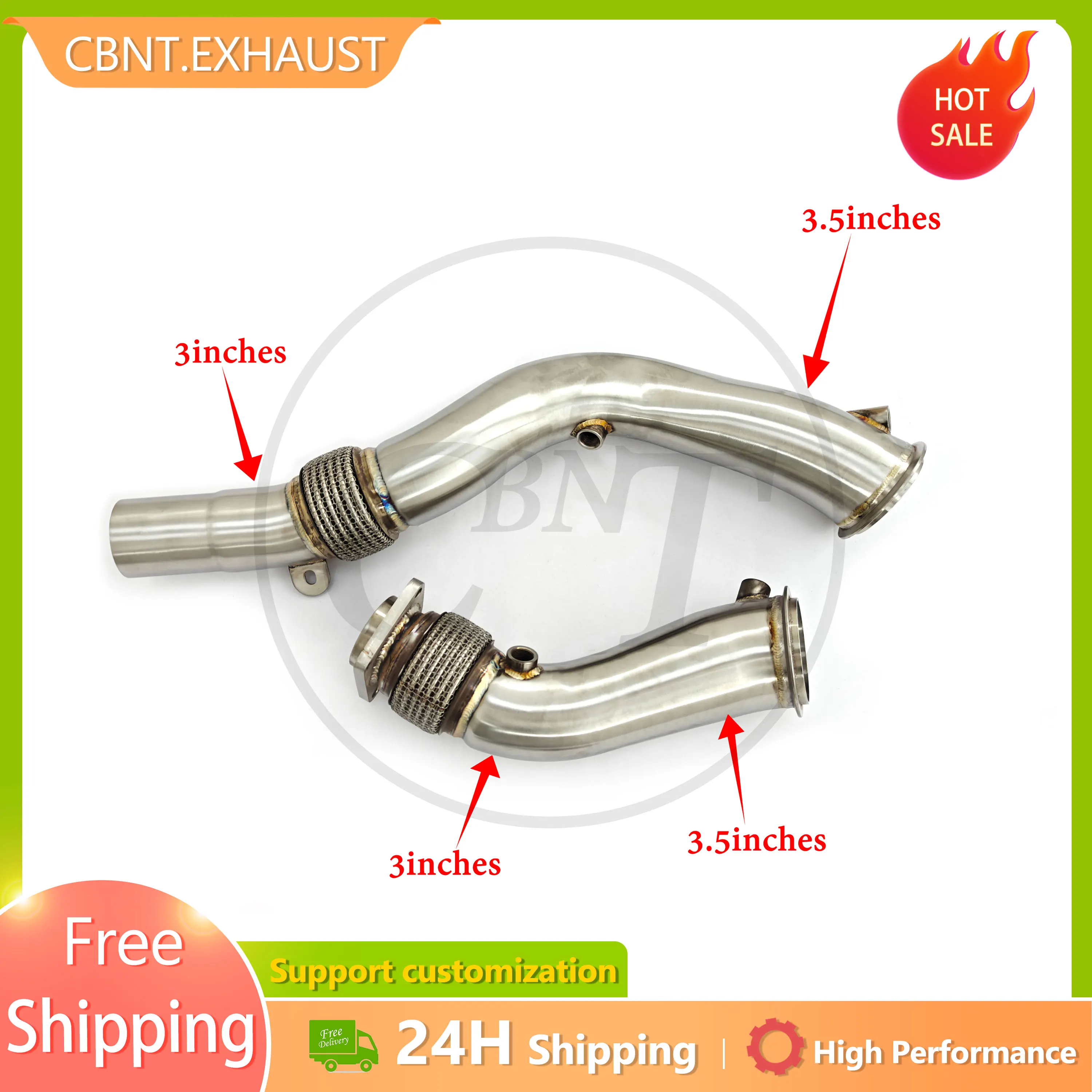 

CBNT High Quality Exhaust downpipe for BMW S55 F80 M3 F82 M4 F87 M2C 3.0T Diameter From 3.5inches to 3inches Exhaus Headers