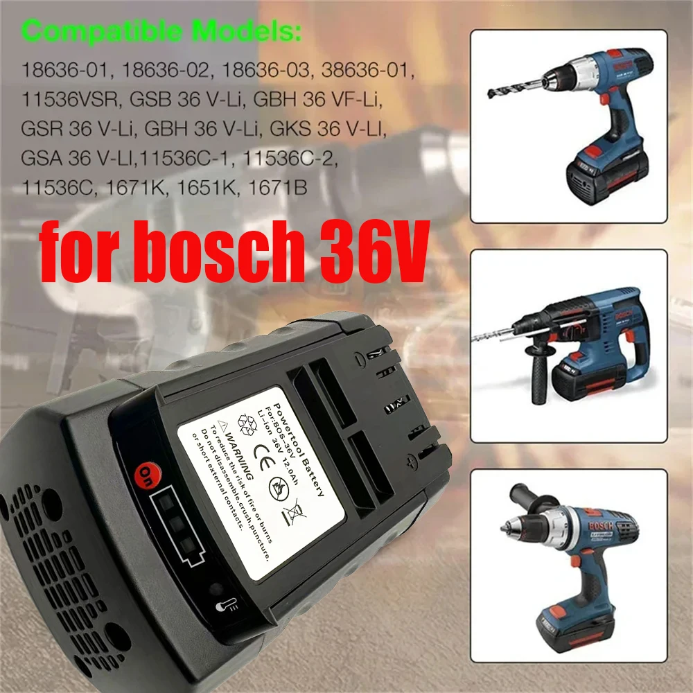

2026High-capacity 36V Lithium-ion Battery For Bosch BAT810 BAT836 BAT840 GBH36V-Li Power Tools Replacement Accessories Batteries