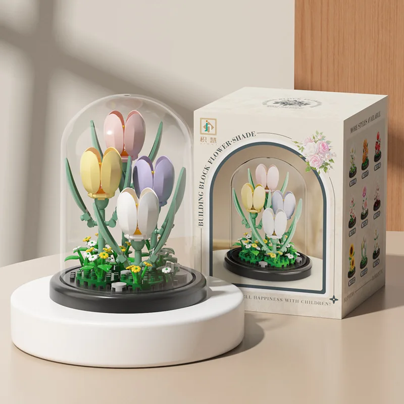 

Букет цветов, строительные блоки, пластиковые растения, бонсай, строительные игрушки на батарейках, освещенная основа с пылезащитной крышкой, настольные украшения