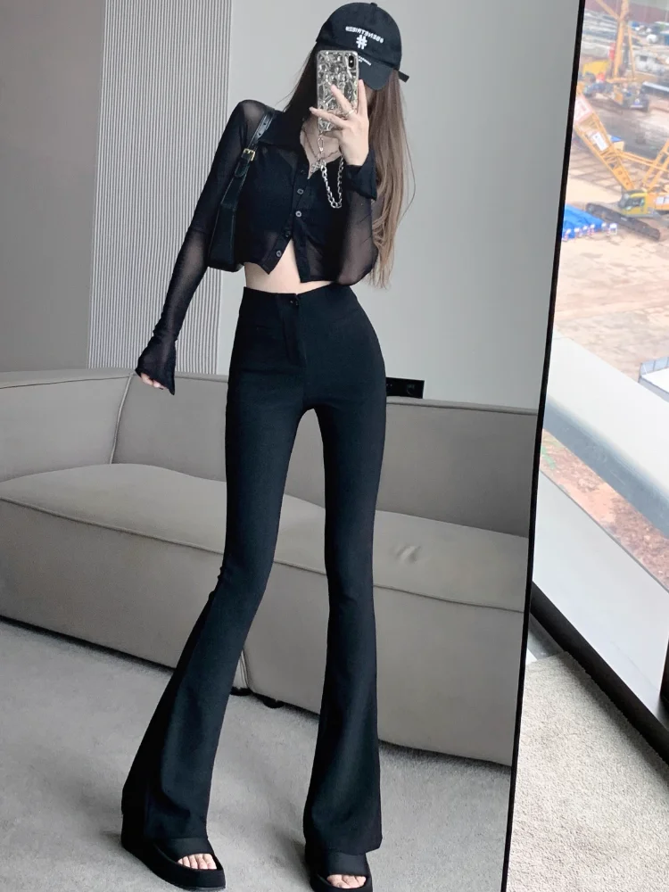 Bla Tailored Broek Dames Lente Herfst 2025, Nieuw Klein Ontwerp Hoge Taille Afslankende Micro Flared Hoefbroek