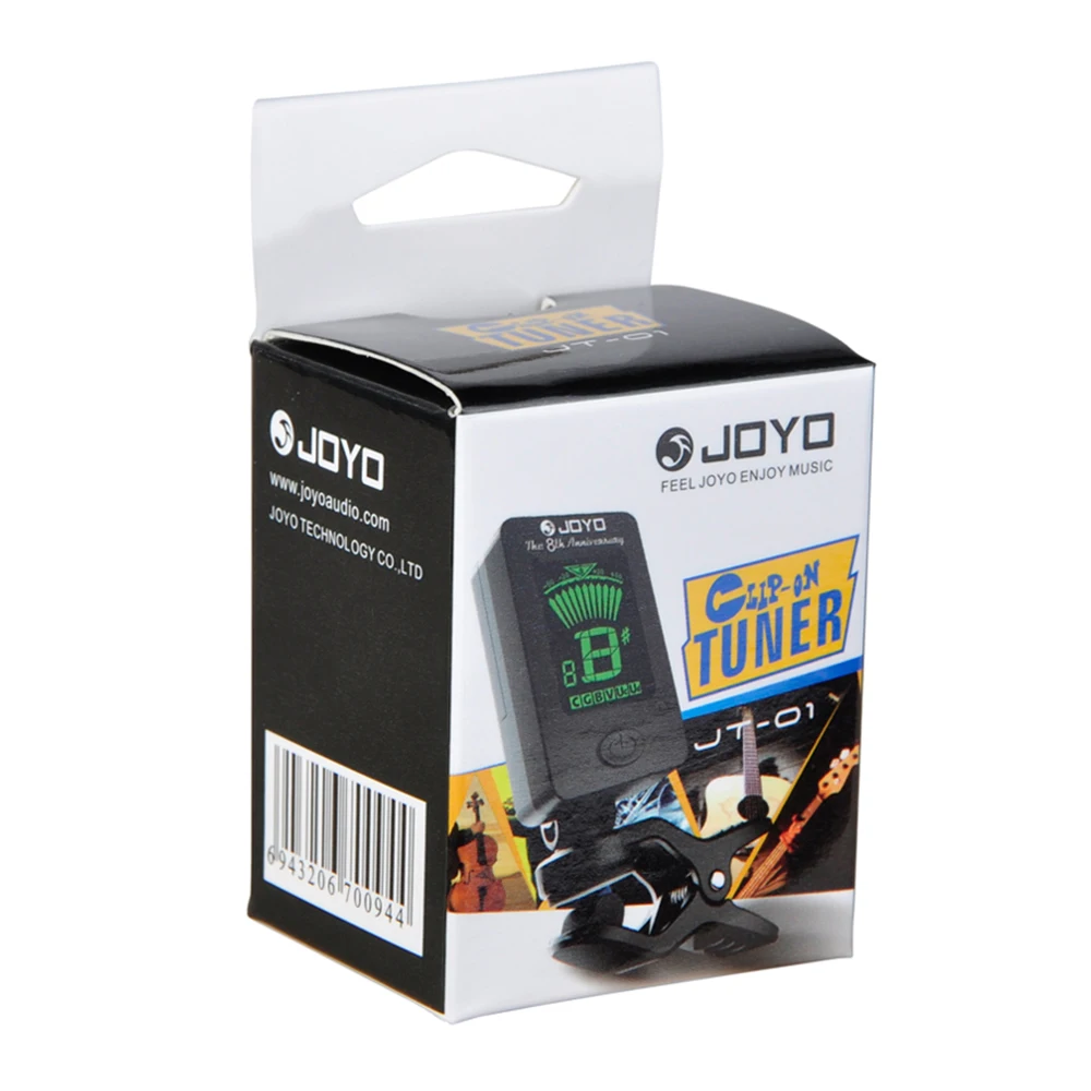 JOYO JT-01 Guitar Tuner 360 Degree Rotatable Digital LCD Screen Clip-on Tuner Chromatic Guitar Bass Violin Electronic Tuner