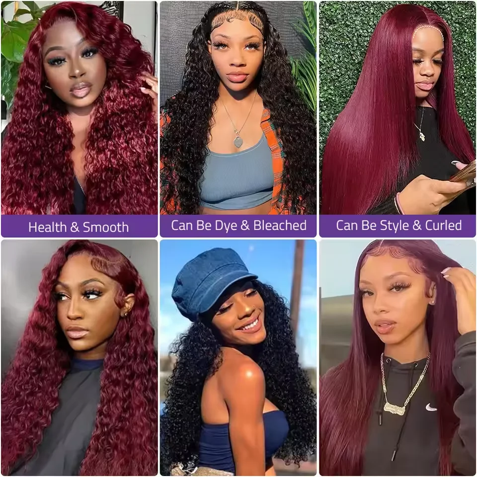 99j بورجوندي 13x6 Hd الحجاب الأمامي باروكة من شعر طبيعي اللون الأحمر 40 بوصة شعر مستعار ريمي 13x4 موجة عميقة شعر مستعار أمامي مجعد الدانتيل الشفاف
