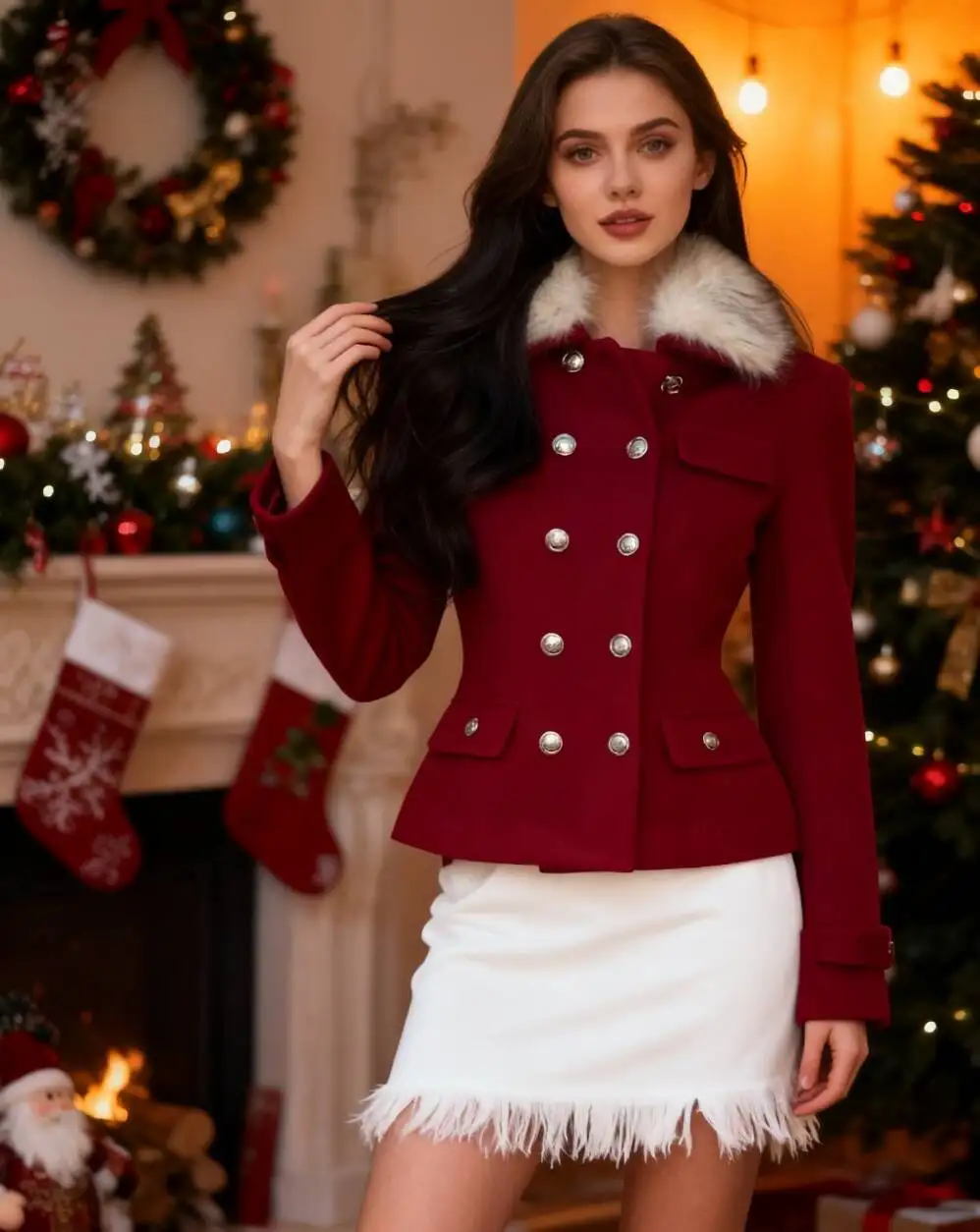 

Wool Blend Coats Womens Woolen Coat Thickened Plaid Autumn Tweed Sashed Boho Style College Preppy Leisureful Simple Softshell OL