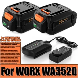 For WORX WA3525 6500mAH Li-ion Battery New For WORX WA3520 20V Replacement  For WORX WA3511 WA3512 WA3522 WA3575 Model Battery