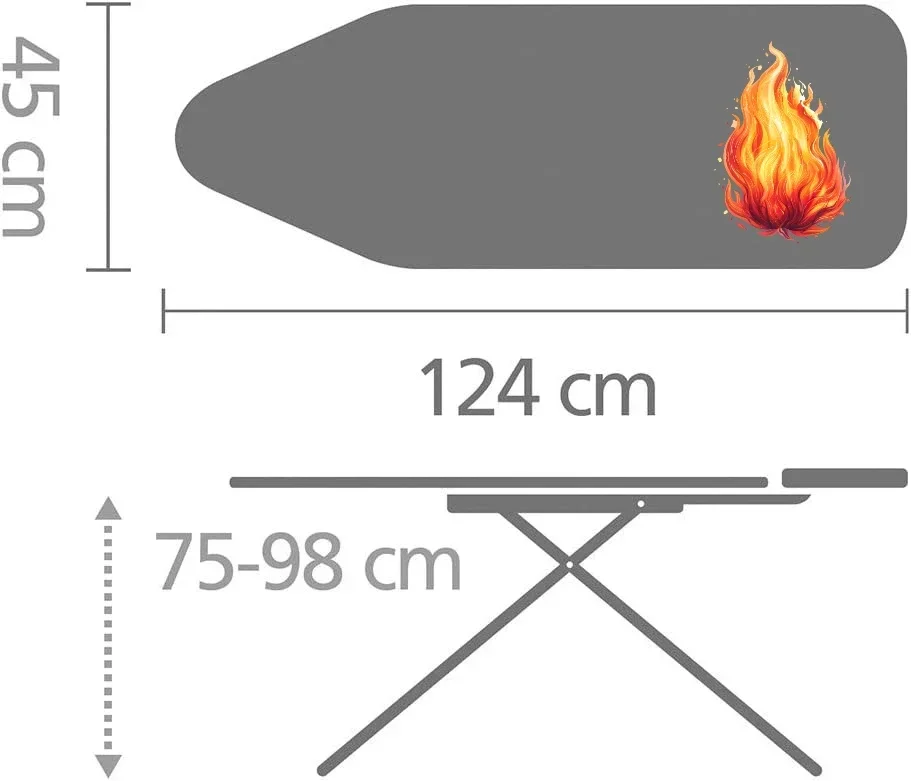 

Гладильная доска C - очень большая, с подставкой для парового утюга, регулируемая по высоте, с нескользящими резиновыми ножками, трехслойным хлопковым чехлом