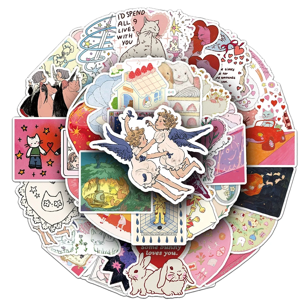 

10/30/50pcs Vintage Ins Fairy Tale Style Stickers Cute Cartoon Creative Decals DIY Notebook Phone Water Bottle Girl Sticker Gift