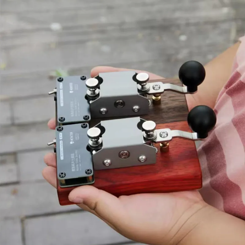Vintage-Style Manual Telegraph Key for Morse Code Training with Sound & Light Feedback Straight Key for Radio Communication