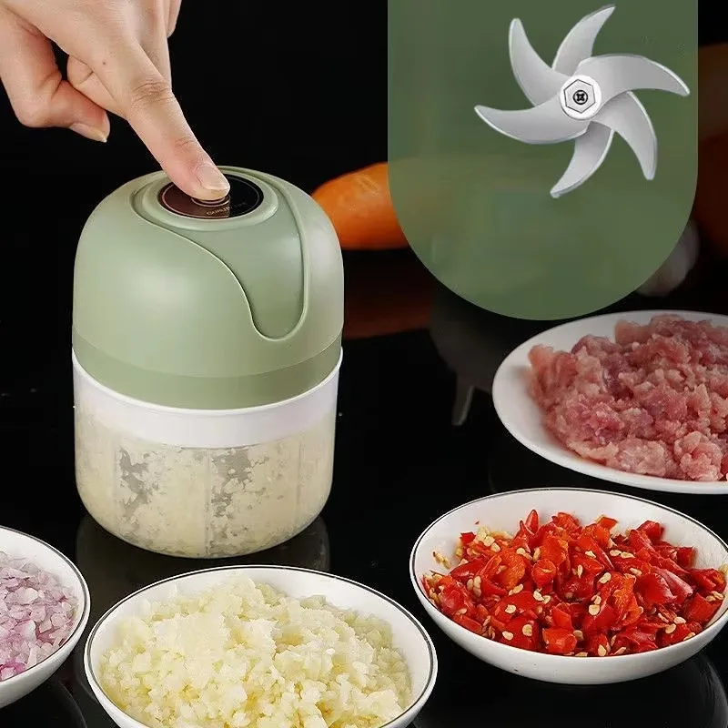 Suministro de utensilios de cocina, herramientas de prensado de ajo automático eléctrico inalámbrico USB, trituradora de puré de pimienta y ajo multifuncional