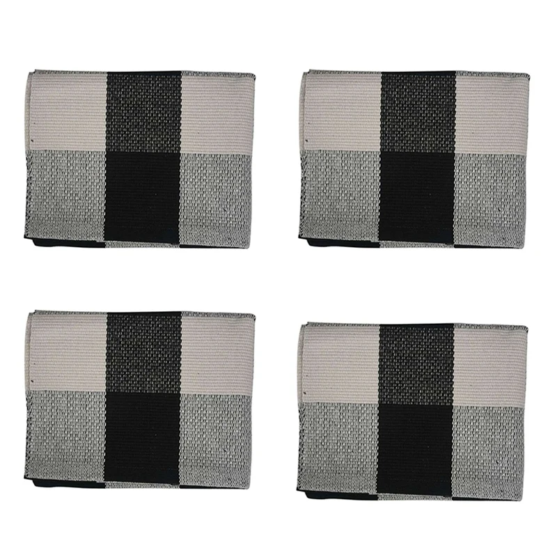 

4X Cotton Buffalo Plaid Rugs,Buffalo Check Rug,23.6Inch X35.4Inch,Checkered Outdoor Rug (Black And White Porch Rugs)