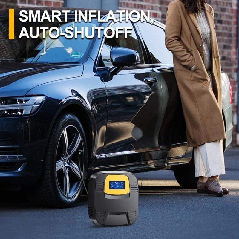 Mini Car Air Compressor 12V 120PSI Portable Car Tire Inflator Electric Air,with Flashlight Electric Car Air Pump for Car Motorbi