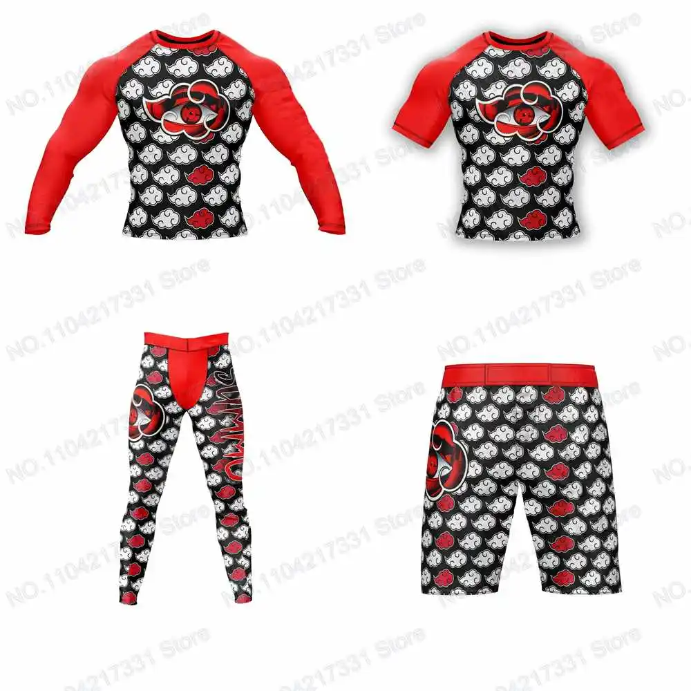 T-Shirt Shirt Shorts Akatsuki Surfing Jersey Beach Swimwear Diving Gym Long Sleeves Trousers MMA BJJ Men Jiu Jitsu Fitness Sets