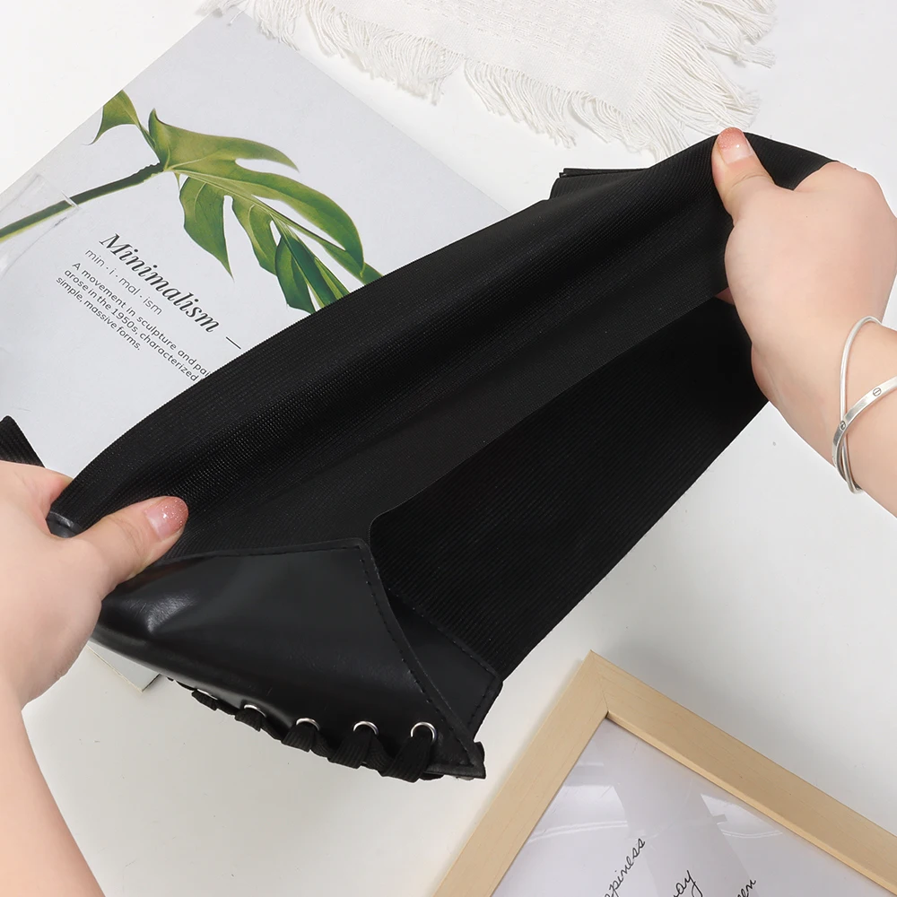 Cinto elástico largo preto para mulheres, cinto decorativo elegante, design simples de velcro, cinto de combinação, 1pc