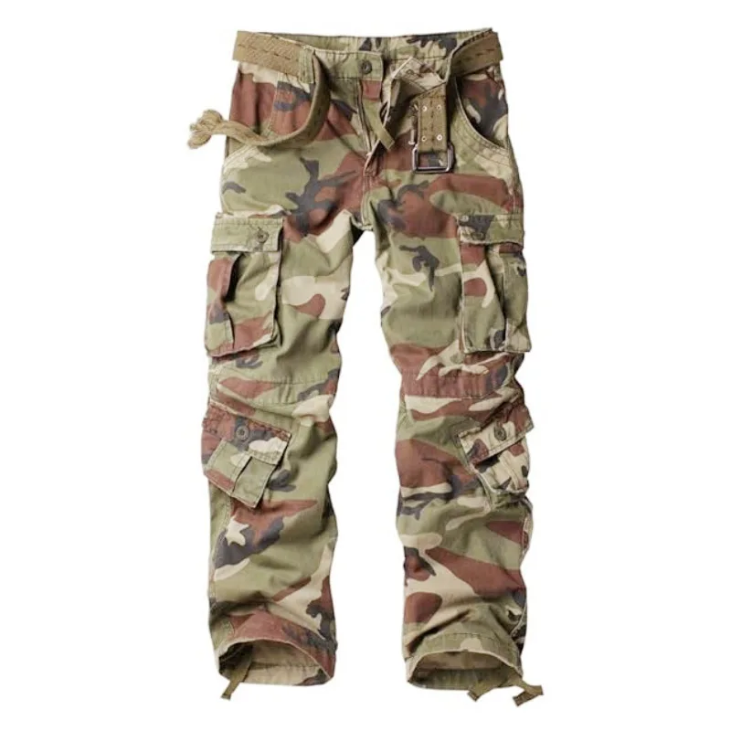 

Women Autumn and winter new camouflage cargo pants female high-waisted thin multi-pocket casual pants