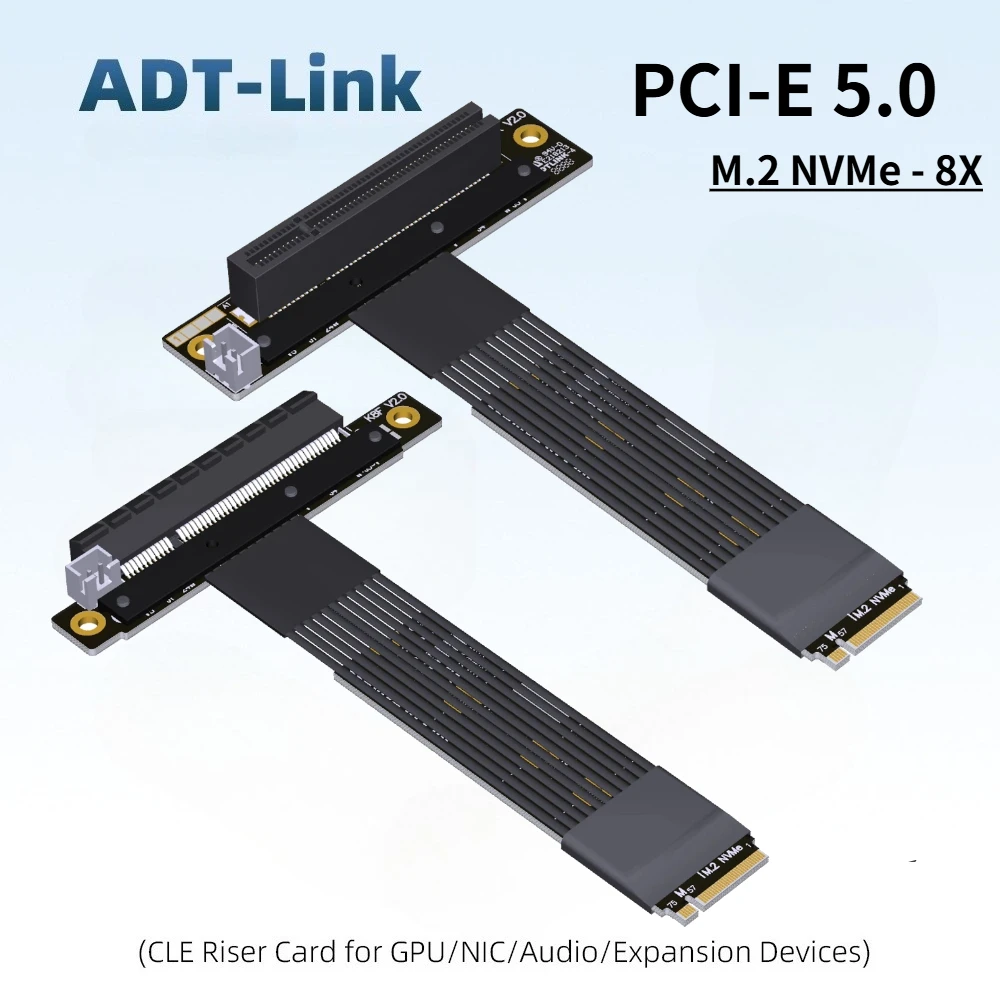 M.2 for NGFF NVMe Key M to PCI-E 5.0 x8 Graphics Card Extender Cord M.2 Turn 90 Angled 8x M.2 Riser Card STX Mainboard GPU Cable