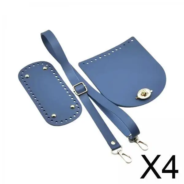 

Knitted Handbag Bottom PU Leather DIY Bag Set Adjustable Strap Flap Cover Buckle for Women Crochet Purse Making