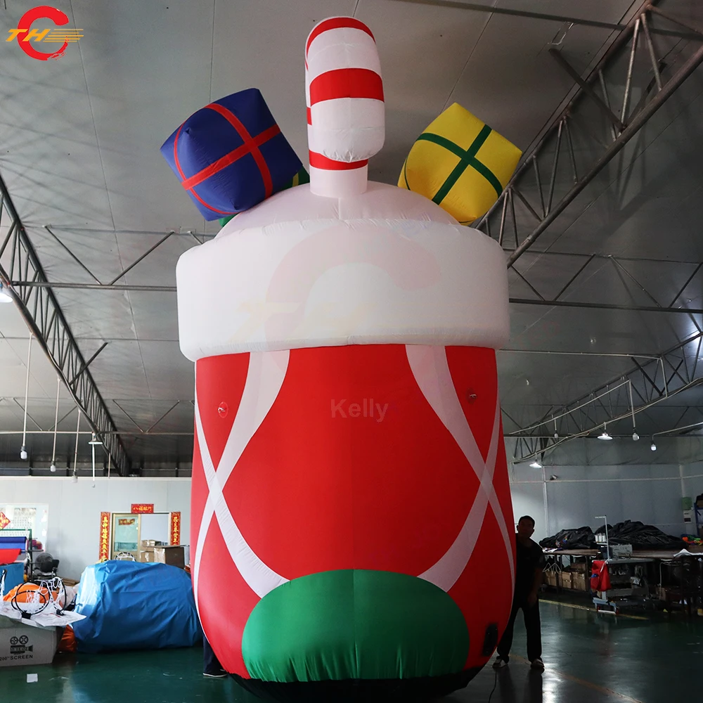 Quick Shipping 5m High Christmas Boot Model Oxford Material Inflatable Santa Shoes Balloons Xmas Decoration