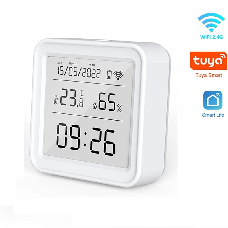 FULL-Tuya WIFI Temperature Humidity Sensor Indoor Hygrometer Thermometer Detector Smart Life Remote Control