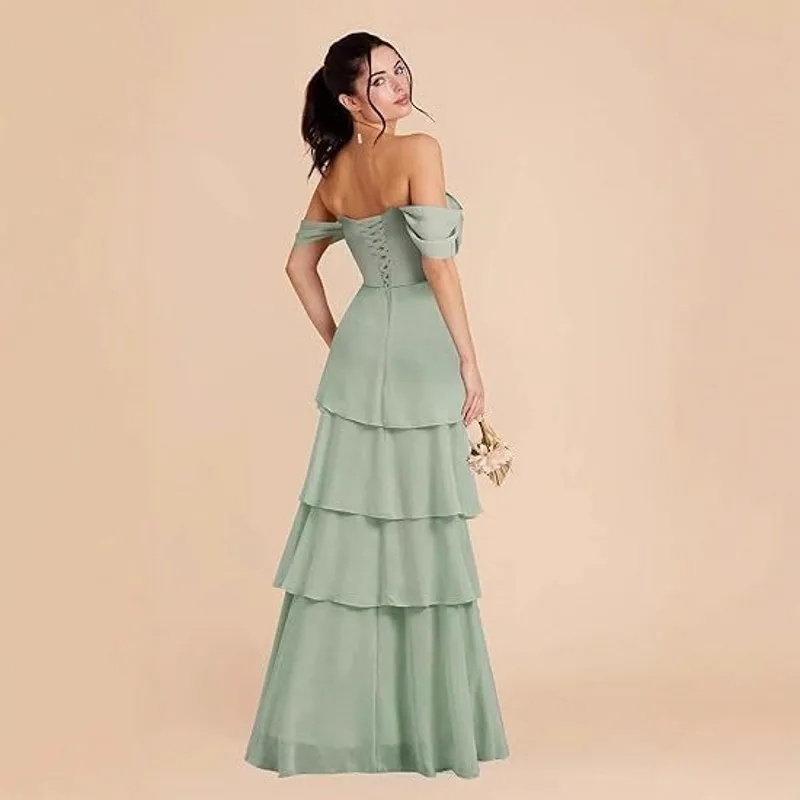 Robe De soirée De bal élégante, épaules dénudées, plis à plusieurs niveaux, ligne a, Robe De concours De soirée formelle, Robe d'anniversaire