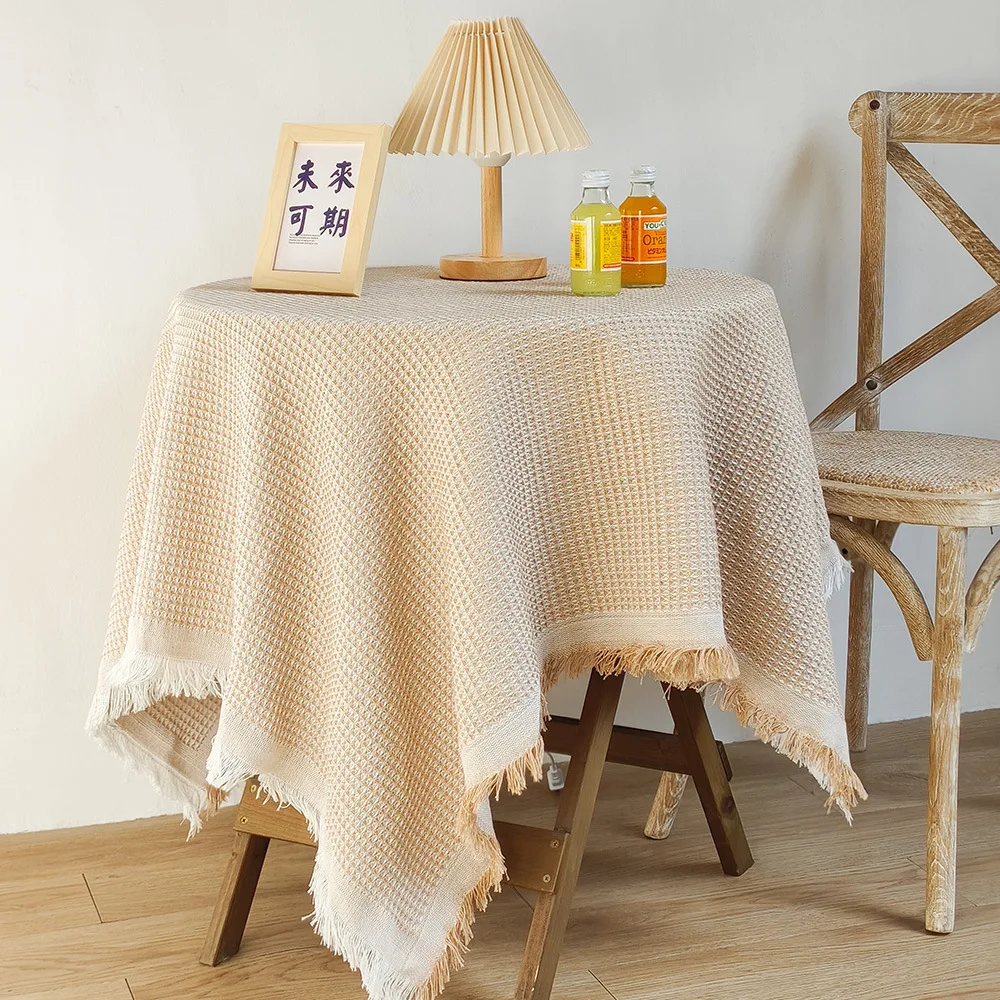 YFY round table cloth cotton yarn fringed photo atmosphere decorative tablecloth coffee table mat dining table cloth