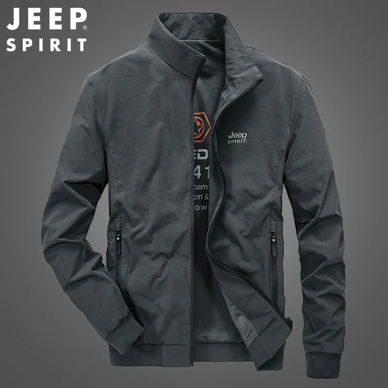 JEEP SPIRIT jacket men business casual fashion spring and autumn sports stand-up collar high-quality clothes