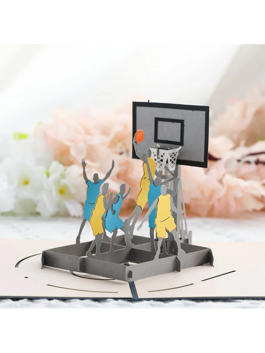 Basketball Pop Up Birthday Cards, 3D Fathers Day Pop Up Card, 3D Basketball Greeting Card, Dad Card (3D Basketball, Pack of 1)