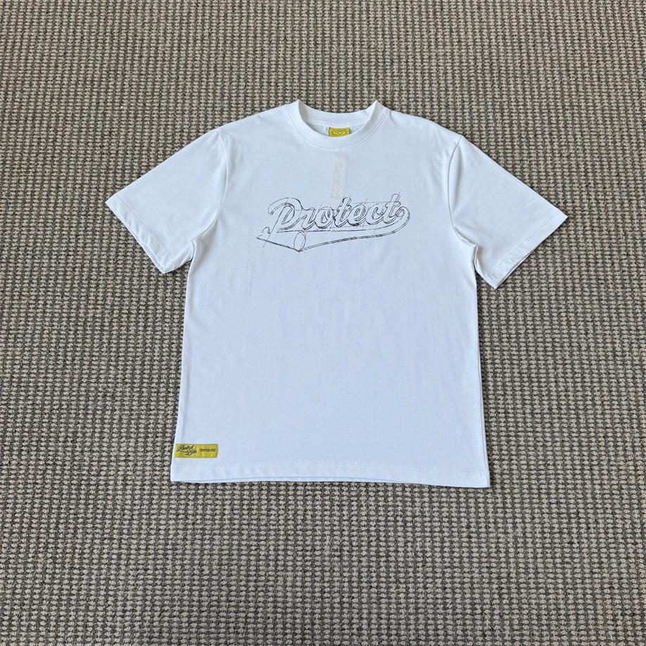 

Простая белая футболка с принтом, круглым вырезом и короткими рукавами, повседневный хлопковый топ для мужчин и женщин