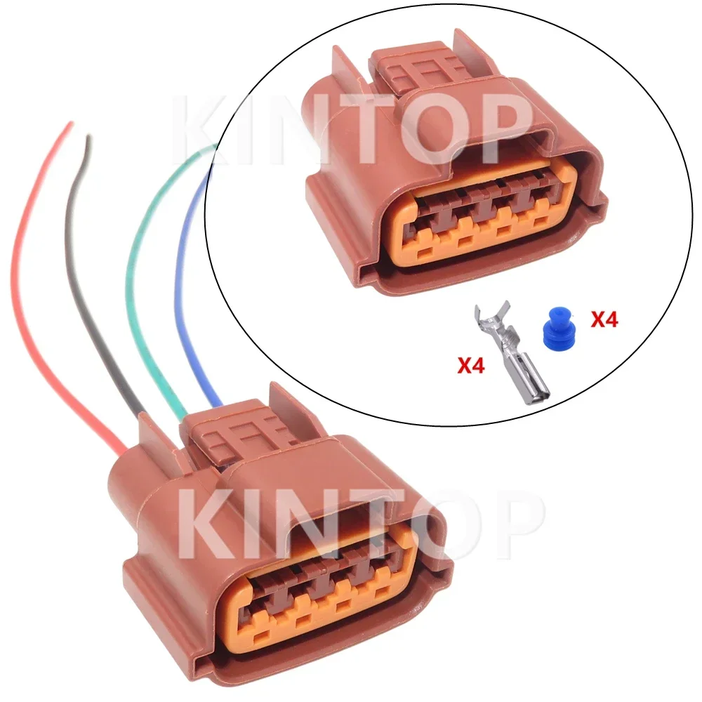 

1 комплект, 4 контакта, 6098-0309 6189-7713, автомобильный водонепроницаемый разъем переменного тока в сборе с проводами, разъем датчика угла поворота кулачка автомобиля