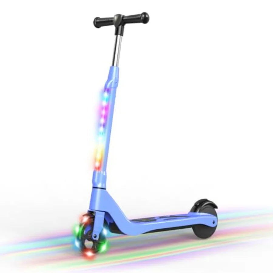 

Electric Scooter for Ages 6-12 Foldable Kick Scooter with Adjustable Height 80W Motor 6 MPH Colorful LED Lights Dual Brakes Lig
