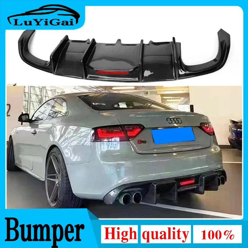 Rear Bumper Diffuser Lip Spoiler For Audi A5 S line S5 Coupe 2008 2009 2010 2011 2012 Real Carbon fiber Non For A5 Standard 